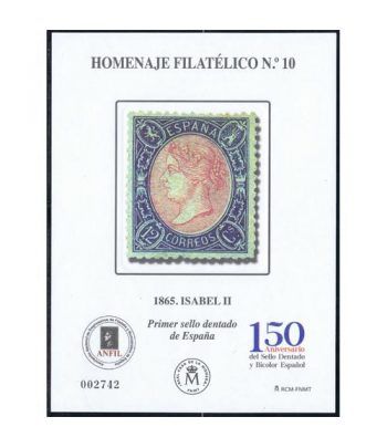 Homenaje filatélico 2015 nº10. 1865 Isabel II.