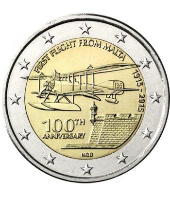 moneda conmemorativa 2 euros Malta 2015 Primer vuelo.  - 2