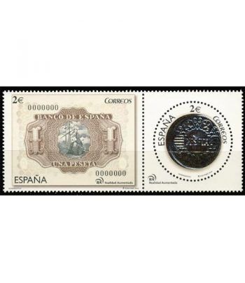 4919/20 Numismática. Billete y moneda de 1 peseta