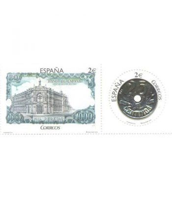 5101/02 Numismática. Billete 1.000 pesetas y Moneda 25 cts.