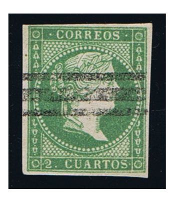 Sello de España nº047 Isabel II. 2 cuartos Verde. Matasellos