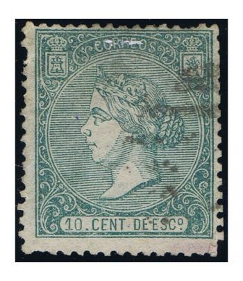 Sello de España nº084 Isabel II. 10 Céntimos Verde. Matasellos