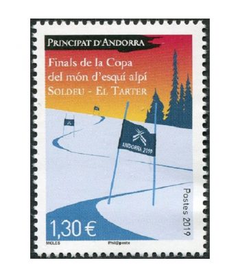 Sello Andorra Francesa 838 Final Copa Esquí alpino.