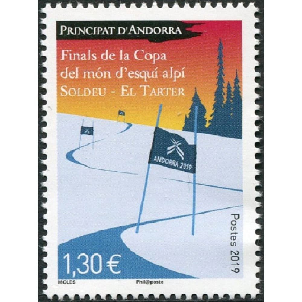 Sello Andorra Francesa 838 Final Copa Esquí alpino.