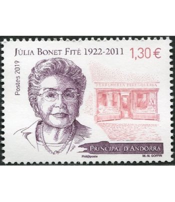 Sello Andorra Francesa 843 Julia Bonet Fite 1922-2011