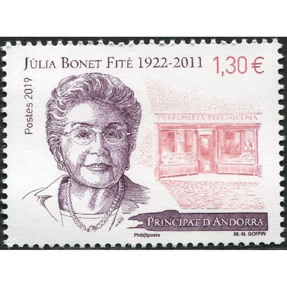 Sello Andorra Francesa 843 Julia Bonet Fite 1922-2011