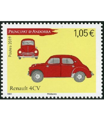 Sello Andorra Francesa 845 Automovil Renault 4CV..