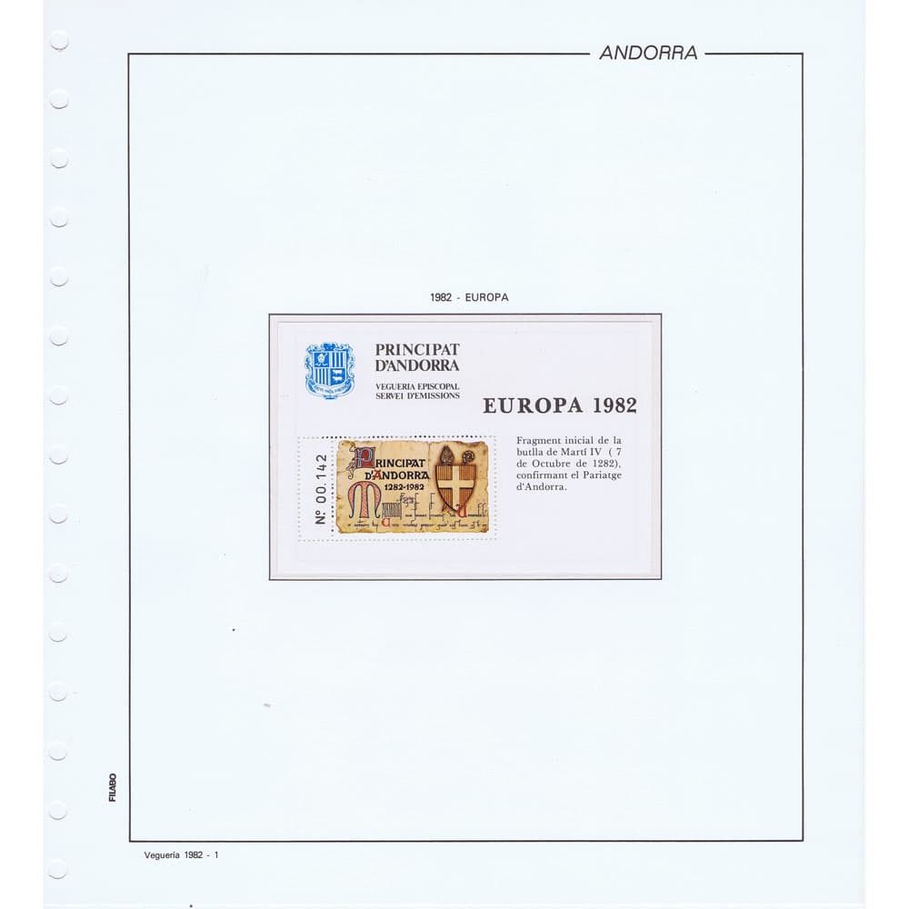 Colección de Sellos de Andorra Española Veguería año 1982