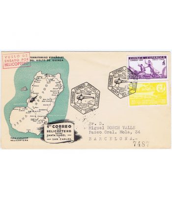 Sobre Correo con Helicóptero Guinea 1956