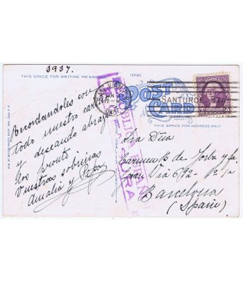 Postal con Censura año 1937 San Juan de Puerto Rico a Barcelona