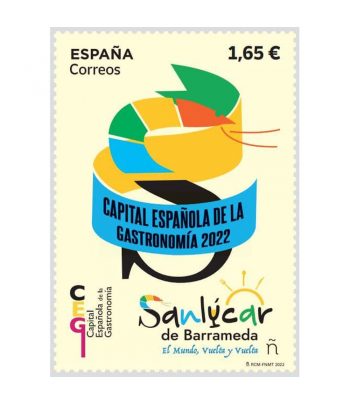 Sello de España 5562 Capital española de la gastronomía 2022.