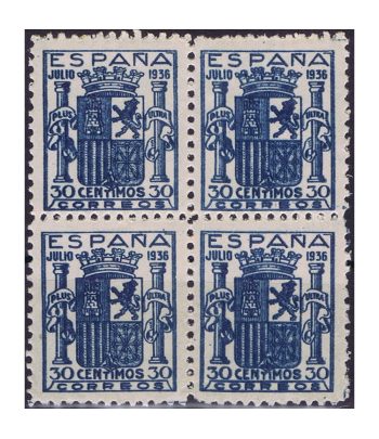 Sello de España 801 Escudo de España. Bloque de 4. Falso