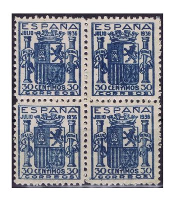 Sello de España 801 Escudo de España. Bloque de 4. Falso