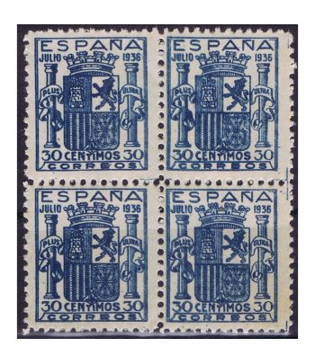 Sello de España 801 Escudo de España. Bloque de 4. Falso