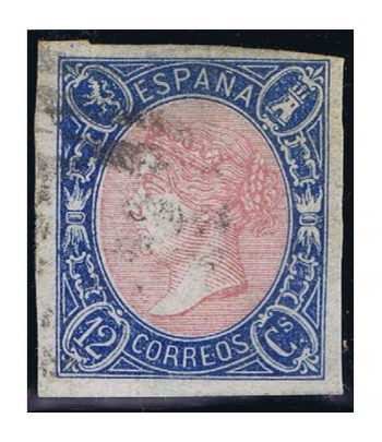 Sello de España nº70 Isabel II. 12 Cuartos Azul y rosa. Usado  - 1 Filatelia.shop