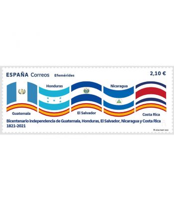 Sello de España 5600 Bicentenario Independencia Centroamérica  - 1 Filatelia.shop