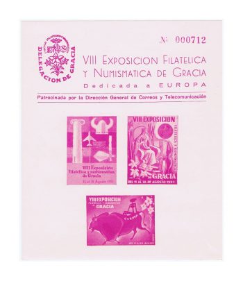 Hojas 3 Viñetas Exposición Filatélica de Gracia 1957. 2 Hojitas  - 1 Filatelia.shop