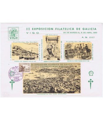 Hoja 4 viñetas Exposición Filatélica de Galicia en Vigo 1961.  - 1 Filatelia.shop