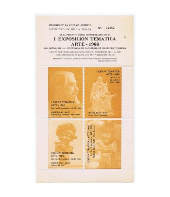 Hoja 4 Viñetas I Exposición Temática Arte Olot año 1966.  - 1 Filatelia.shop