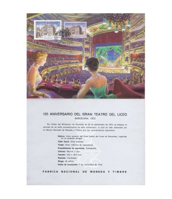 Exposición 125 Aniversario Gran Teatro del Liceo 1972  - 1 Filatelia.shop