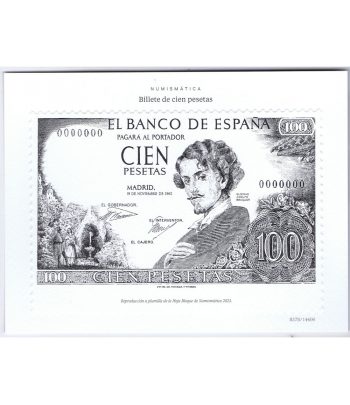 2023 Reproducción a plumilla HB Numismática Billete 100 pesetas  - 1 Filatelia.shop