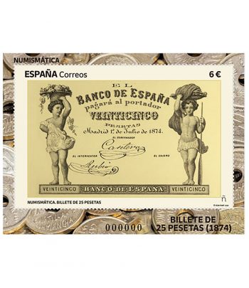 Sello de España 5816 Billete de 25 pesetas de 1874.  - 1 Filatelia.shop