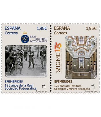 Sello de España 5849/50 Instituto geológico. Real Sociedad Fotográfica.  - 1 Filatelia.shop