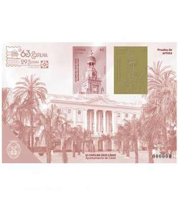 Prueba Lujo nº183 EXFILNA 2025. Cádiz. Sello oro  - 1 Filatelia.shop