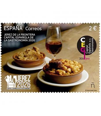 Sello de España 5895 Capital gastronomía 2026. Jerez de la frontera  - 1 Filatelia.shop