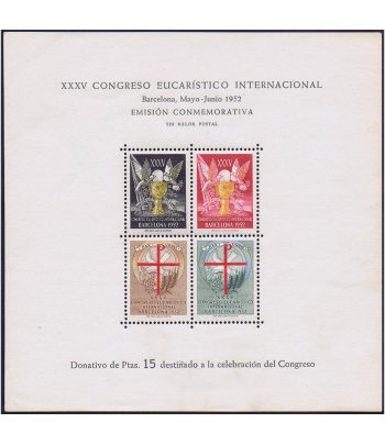 Hoja 4 Viñetas XXXV Congreso Eucarístico Barcelona 1952  - 1 Filatelia.shop
