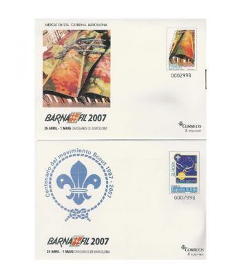 2007 BARNAFIL. Sobre Entero Postal (2) Mercados y Scouts