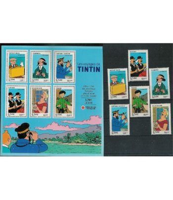 Comics. Francia 2007 Tintin. (1 HB + 6 sellos)