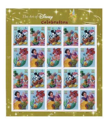 Disney. USA 2007 Celebration. HB 20 sellos Dorada.