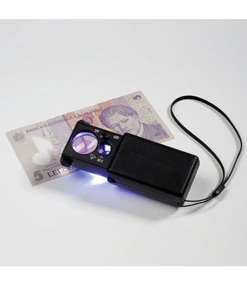 LEUCHTTURM Lupa desplegable-LED (10x) y lámpara UV.