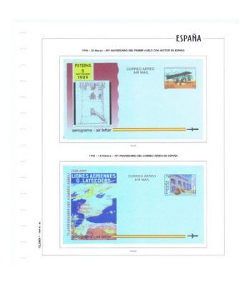 FILOBER Color ESPAÑA Aerogramas 1994-95 montado con estuches